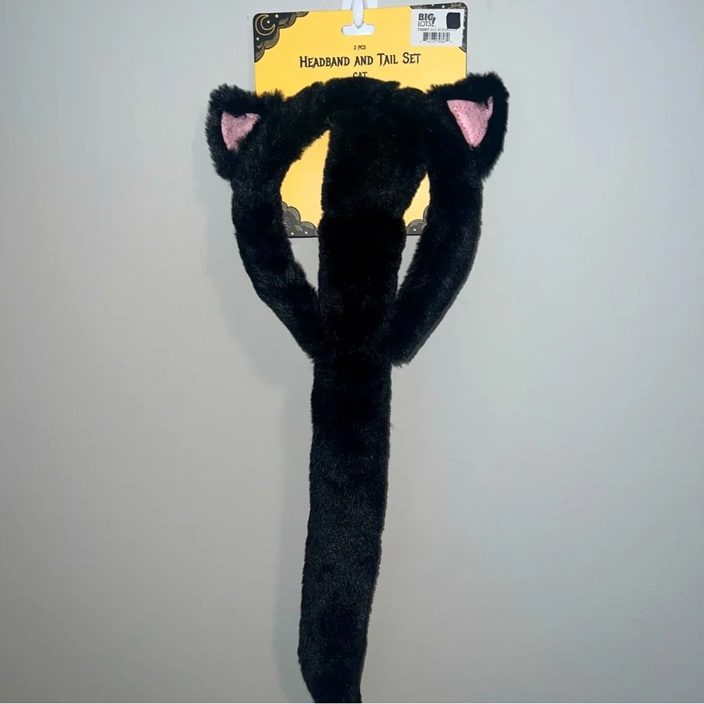 Black Cat Headband and Tail Set